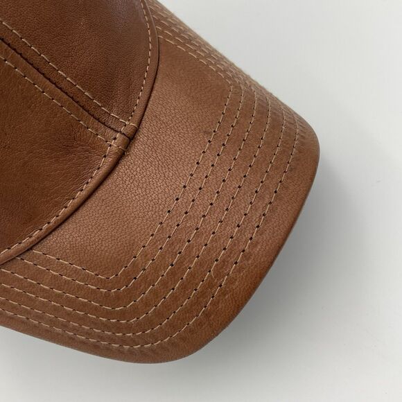 The Territory Ahead All Leather Brown Strapback Baseball Cap Hat Adjustable OSFM - Picture 4 of 15